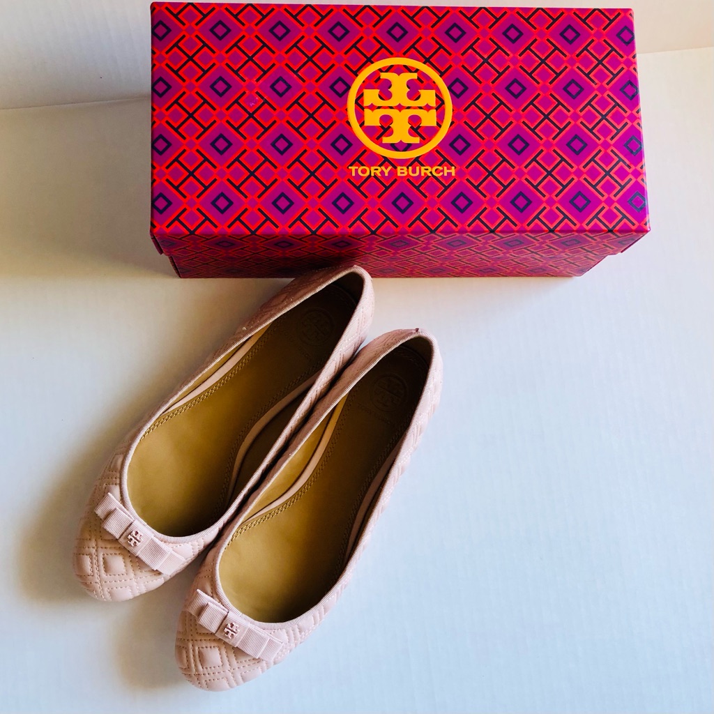 Tory Burch Pink Marion Flats Sz 7.5